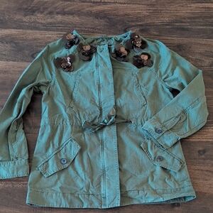 Banana Republic Green Jacket with Floral Accents